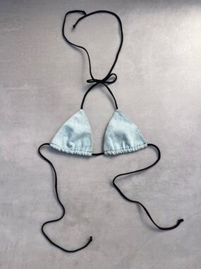 Denim Triangle Bikini Top